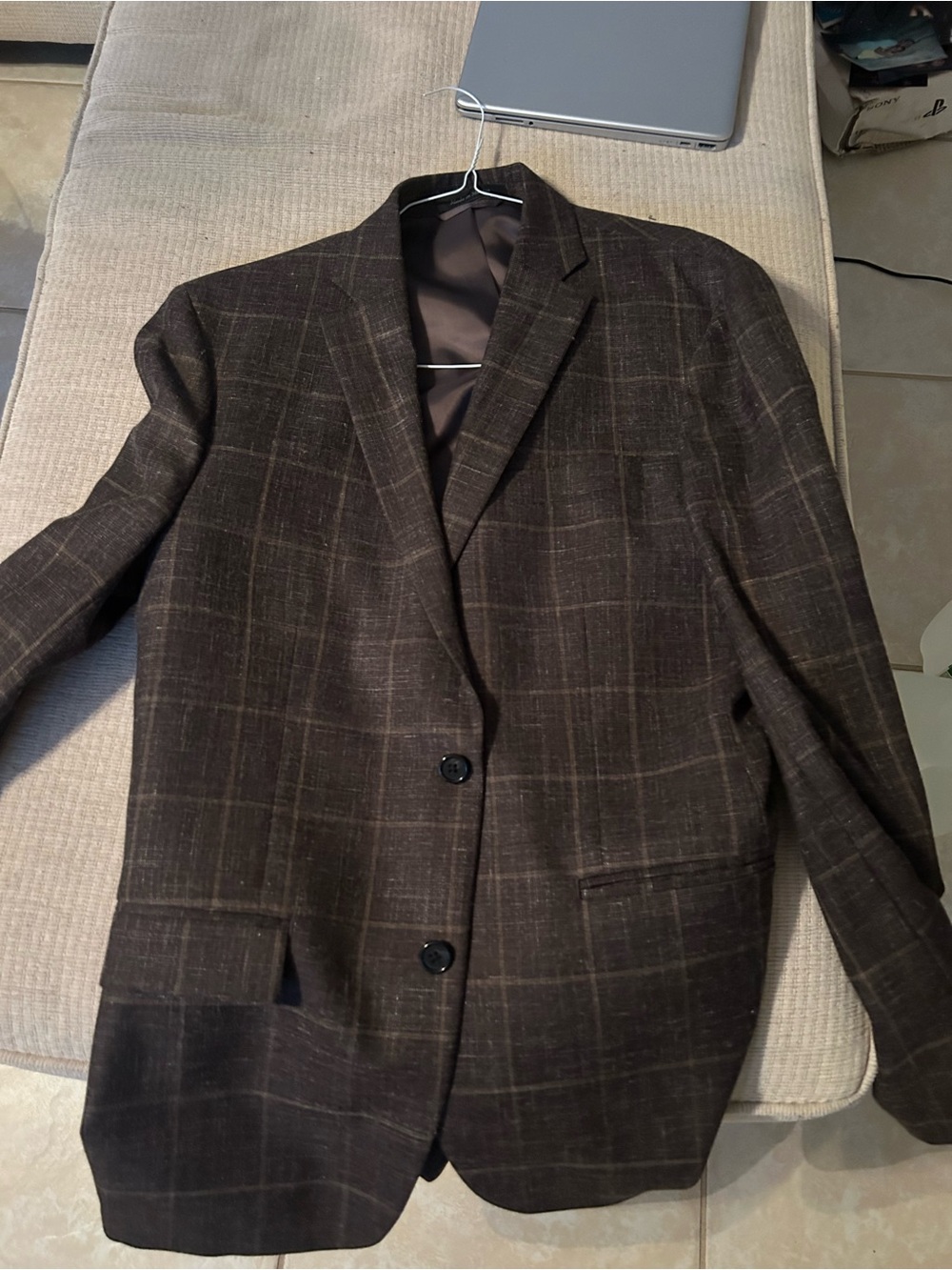 Lauren Ralph Lauren Dark Brown Windowpane Sport Coat 42R worn once